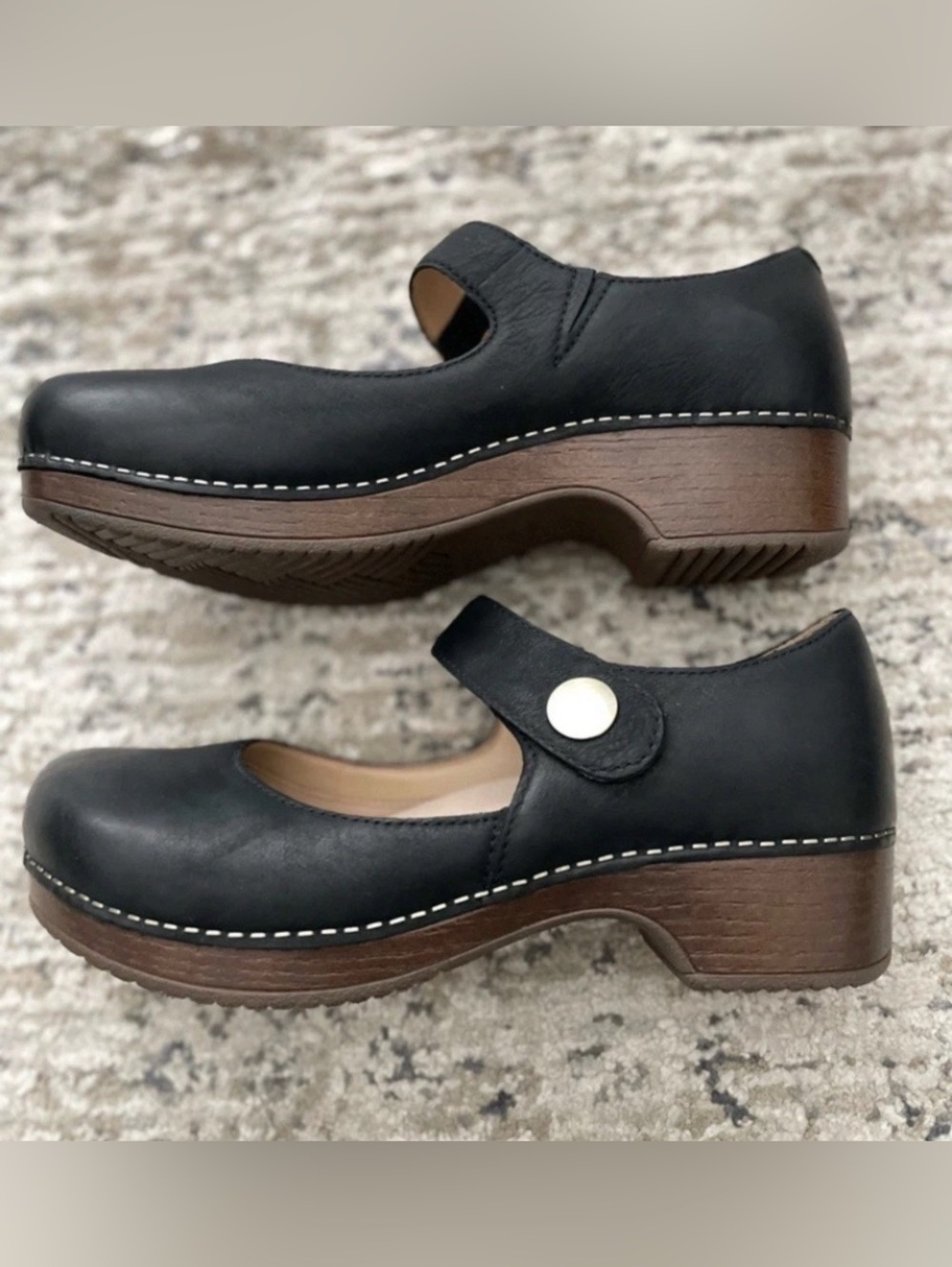 Dansko‎ Beatrice Mary Jane Clogs Black Burnished Leather - Picture 4 of 7